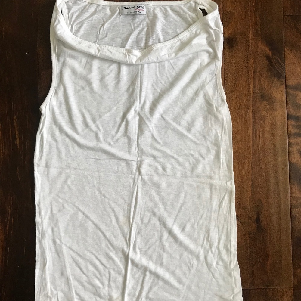 Michael Stars White Sleeve Less Top Tank Scoop